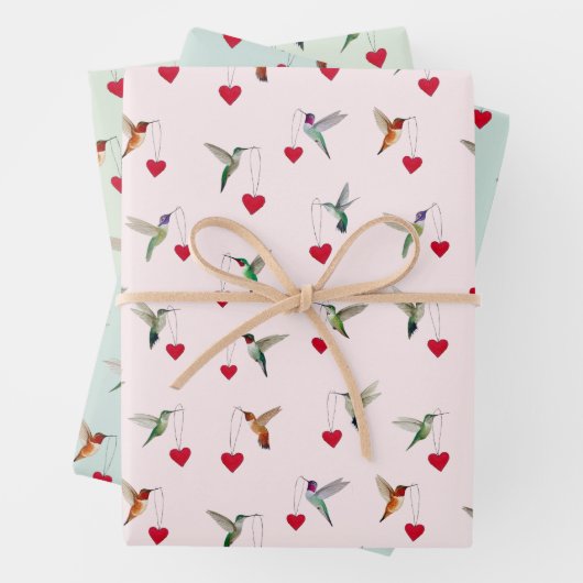 Hummingbird Valentine's Inpakpapier Vel (In situ)