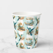 Hummingbird Verjaardag Tea Party Papieren Bekers (Achterkant)