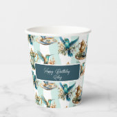 Hummingbird Verjaardag Tea Party Papieren Bekers (Voorkant)