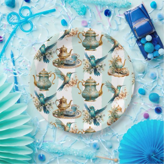 Hummingbird Verjaardag Tea Party Papieren Bordje (Feest)