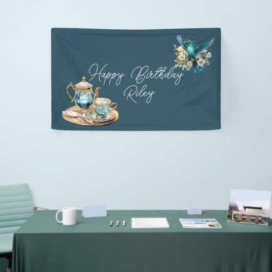 Hummingbird Verjaardag Tea Party Spandoek (Beurs)