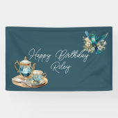 Hummingbird Verjaardag Tea Party Spandoek (Horizontaal)