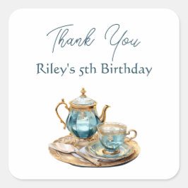 Hummingbird Verjaardag Tea Party Vierkante Sticker