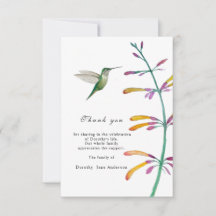 Hummingbird Viering van het Leven Dank u Card
