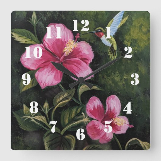 Hummingbird Vierkante Klok (Voorkant)