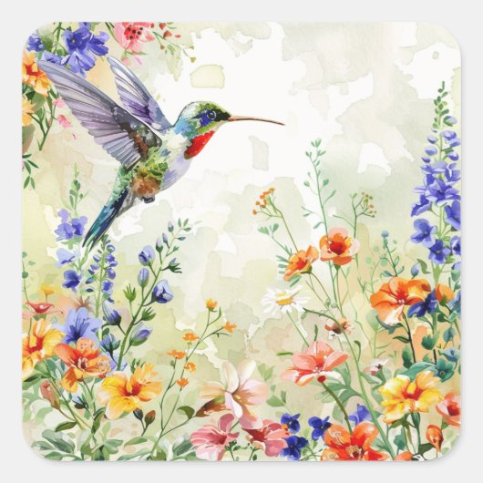 Hummingbird Vierkante Sticker (Voorkant)