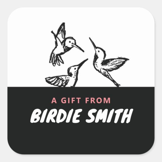 HUMMINGBIRD VIERKANTE STICKER (Voorkant)