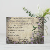 Hummingbird Vintage Huwelijksuitnodiging Kaart (Staand voorkant)