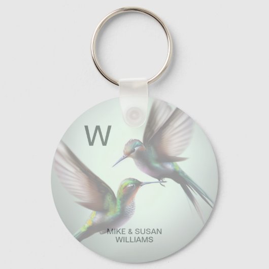 Hummingbird Voeg foto toe Monogram Naam Sleutelhanger (Voorkant)