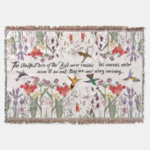 Hummingbird Vogels Flowers Scripting Throw Blanket Deken (Voorkant)