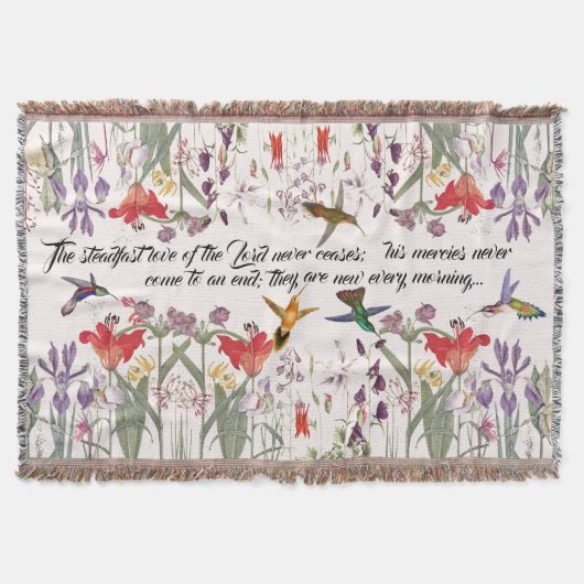 Hummingbird Vogels Flowers Scripting Throw Blanket Deken (Voorkant)