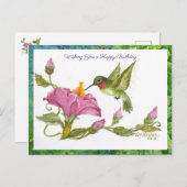 Hummingbird w Vining Blossoms Briefkaart (Voorkant / Achterkant)