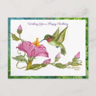 Hummingbird w Vining Blossoms Briefkaart