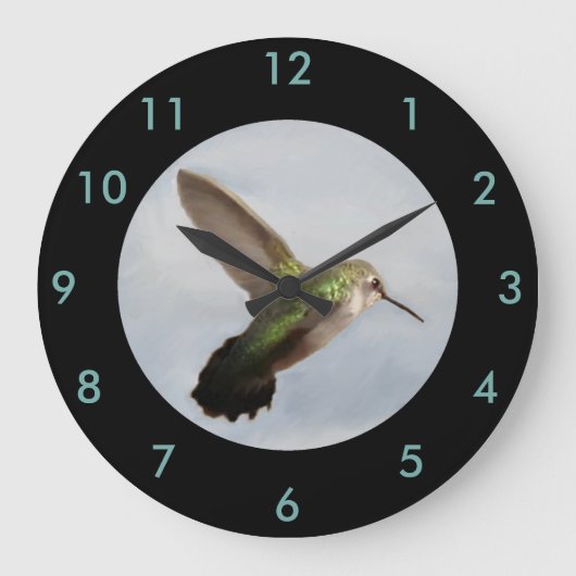 Hummingbird Wall-Home Decor-Blue/Black Grote Klok (Voorkant)