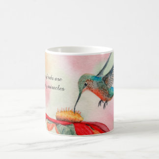 Hummingbird watercolor art on a coffee mug koffiemok