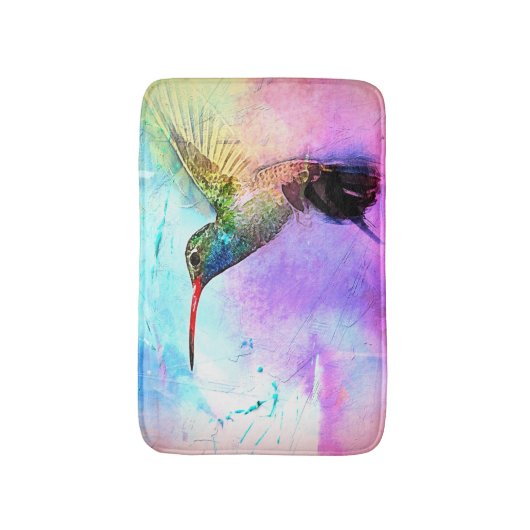 Hummingbird & Watercolor Badmat (Voorkant Verticaal)