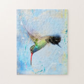 Hummingbird watercolor blue green pretty legpuzzel (Verticaal)