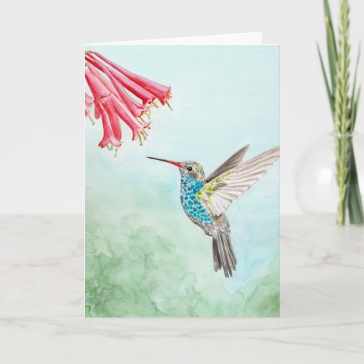 Hummingbird Watercolour print Kaart (Voorkant)