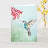 Hummingbird Watercolour print Kaart (Gele Bloem)