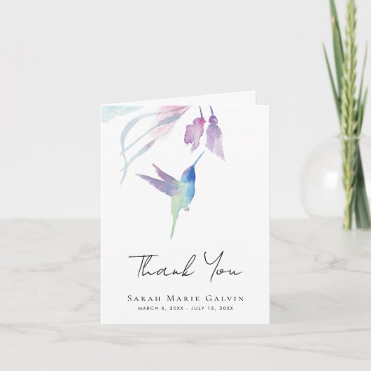 Hummingbird Waterverf Funeral Memorial Bedankkaart (Voorkant)
