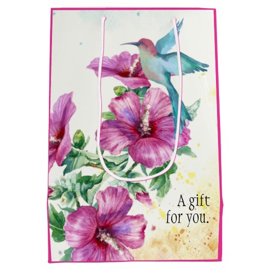 Hummingbird Waterverf Gift Bag (medium) Medium Cadeauzakje (Achterkant)