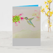 Hummingbird waterverf :Happy Birthday 2025! Kaart (Gele Bloem)