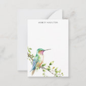 Hummingbird Waterverf Naam Notitiekaartje (Voorkant)