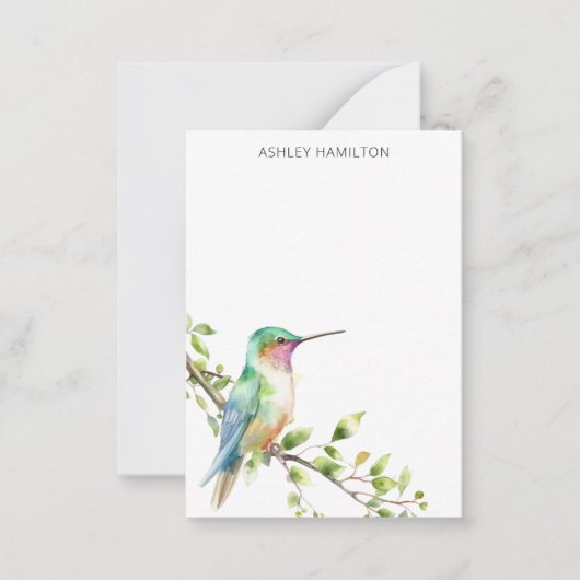 Hummingbird Waterverf Naam Notitiekaartje (Voorkant)