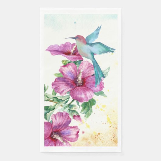 Hummingbird Waterverf Paper Guest Towel | Napkin Servet (Voorkant)