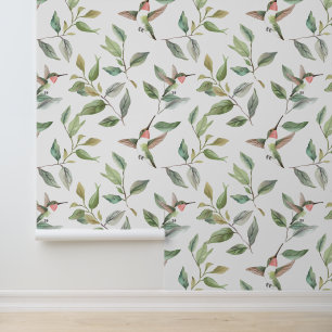 Hummingbird Waterverf Vines Behang