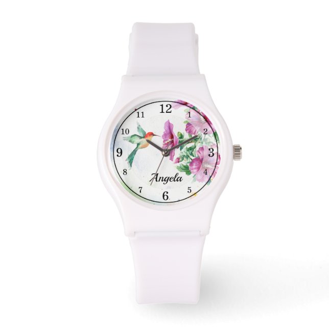 Hummingbird Waterverf Watch Horloge (Voorkant)