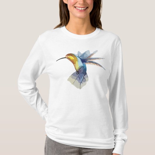 Hummingbird waterverf yoga warming-up top - Wit (Voorkant)