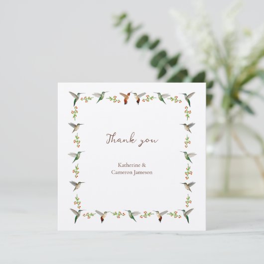 Hummingbird Wedding Bedankkaart (Staand voorkant)