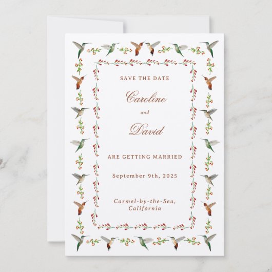 Hummingbird Wedding Bewaar de datum (Voorkant)