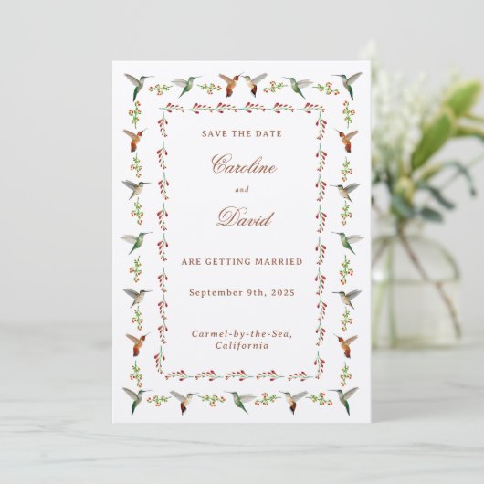 Hummingbird Wedding Bewaar de datum (Staand voorkant)