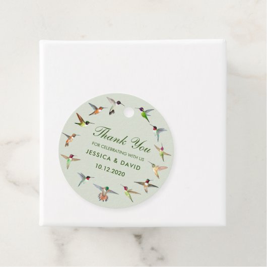 Hummingbird Wedding Favor Labels (In situ)