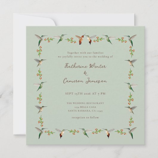 Hummingbird Wedding Invitation (Voorkant)
