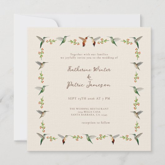 Hummingbird Wedding Invitation (Voorkant)