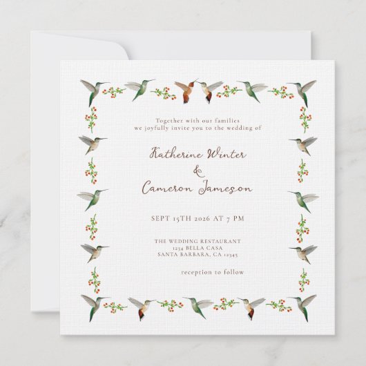 Hummingbird Wedding Invitation (Voorkant)