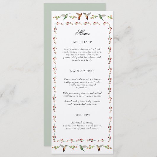 Hummingbird Wedding Menu (Voorkant / Achterkant)