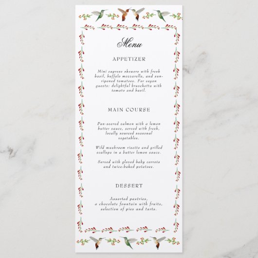 Hummingbird Wedding Menu (Voorkant)