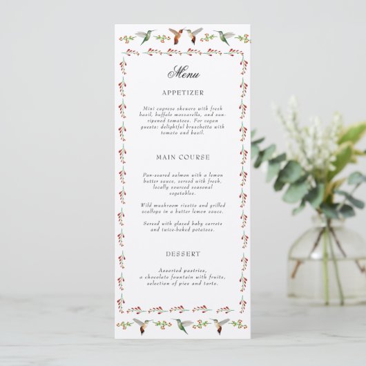 Hummingbird Wedding Menu (Staand voorkant)