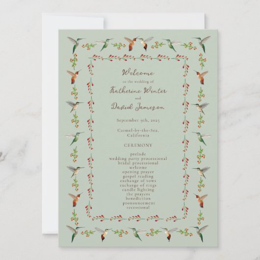 Hummingbird Wedding Program (Voorkant)