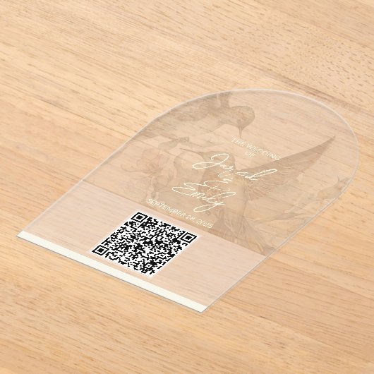 Hummingbird Wedding QR Code Uitnodiging (Laagn)