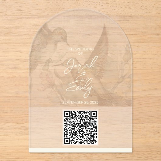 Hummingbird Wedding QR Code Uitnodiging (Voorkant)
