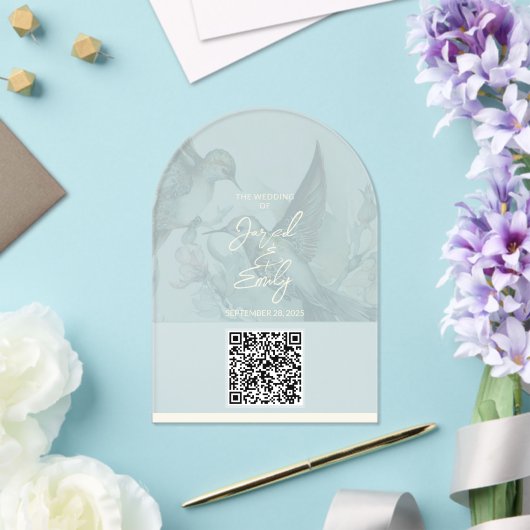 Hummingbird Wedding QR Code Uitnodiging (Insitu (Huwelijk))