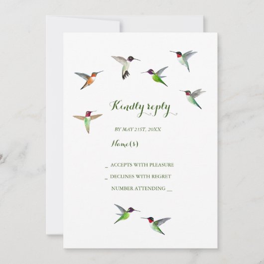 Hummingbird Wedding RSVP Uitnodiging (Voorkant)