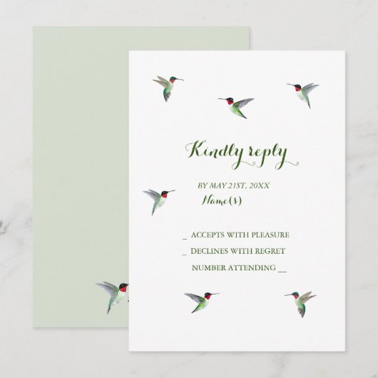 Hummingbird Wedding RSVP Uitnodiging (Voorkant / Achterkant)