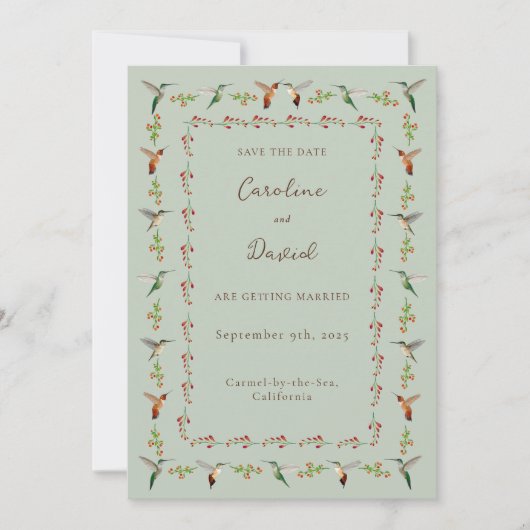 Hummingbird Wedding Save the Date (Voorkant)
