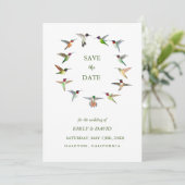Hummingbird Wedding Save the Date Announding Kaart (Staand voorkant)